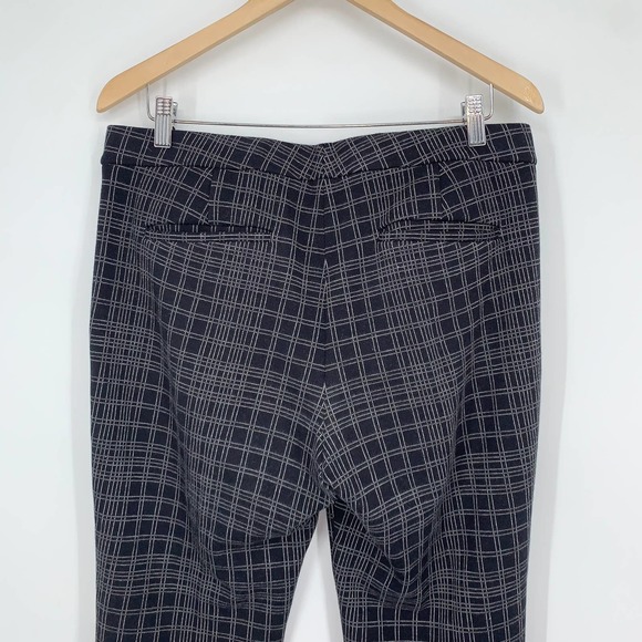 Theory Testra Plaid Structured Pant Stretch Trousers, Navy Blue Preppy Old Money - Picture 6 of 11